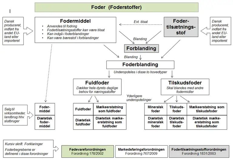 Oversigt over forskellige typer af foder og hvordan de er knyttet sammen.