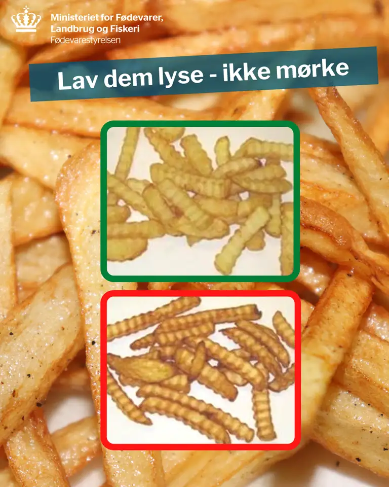 Bag pomfritter lyse, ikke mørke